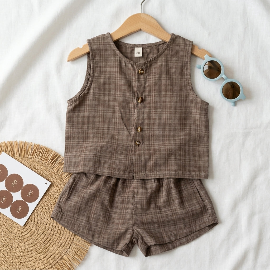 Completo Estivo Bambini – Tartan Cacao