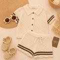 Completo Estivo in Maglia – Top Polo e Shorts Panna